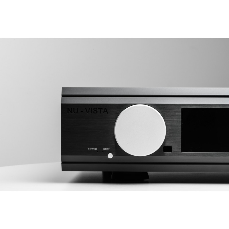 Musical Fidelity Nu-Vista Vinyl S, detalle del frontal, negro