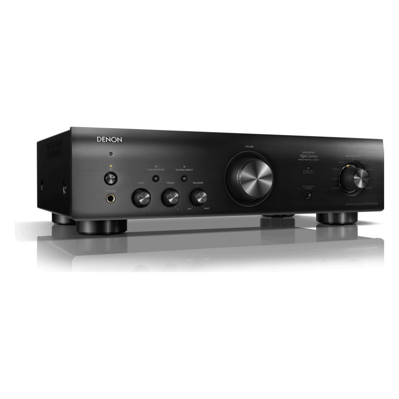 Denon PMA-600NE, vista en ángulo en negro, sin reflejo