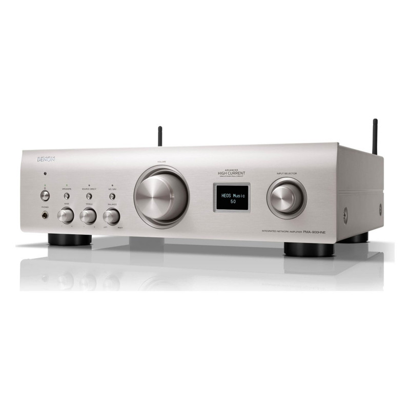 Denon PMA-900HNE, vista en ángulo desde la izquierda en plata