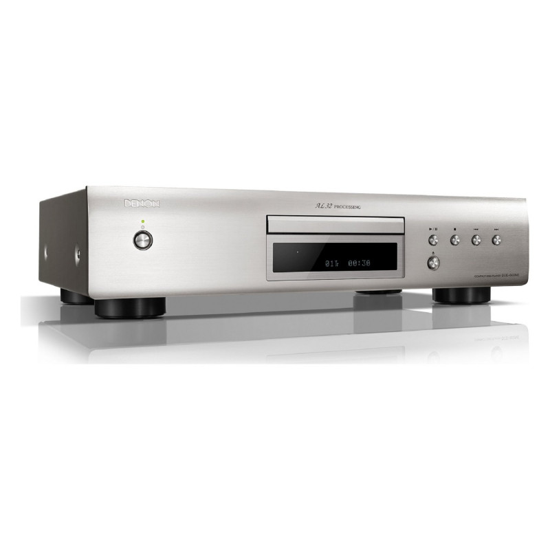 Denon DCD-600NE, vista en ángulo desde la izquierda en plata