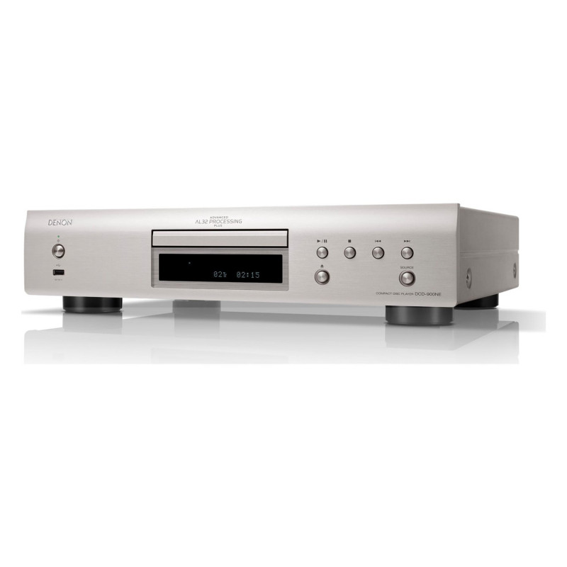 Denon DCD-900NE, vista en ángulo desde la izquierda en plata