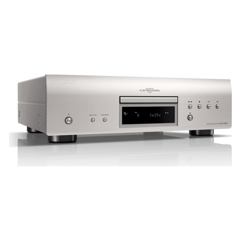 Denon DCD-1700NE, vista en ángulo en plata