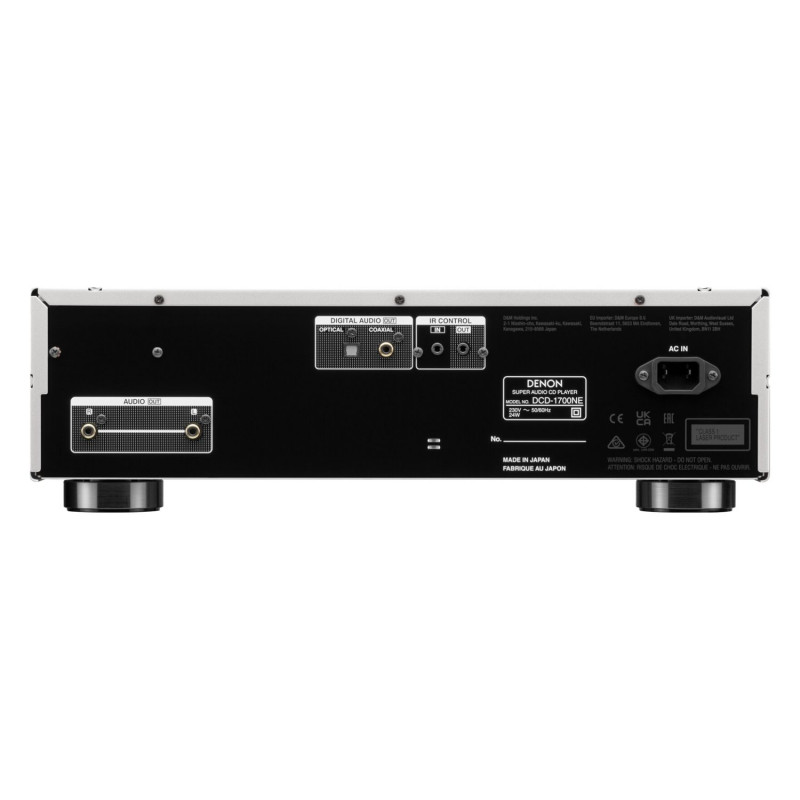 Denon DCD-1700NE, panel trasero en plata