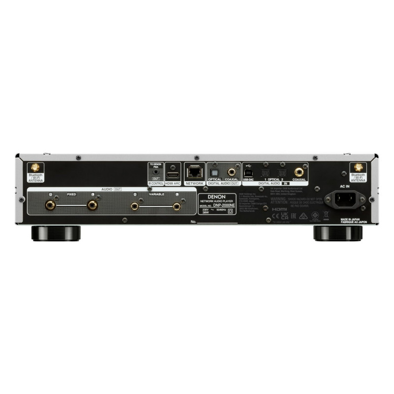 Denon DNP-2000NE, panel trasero en plata