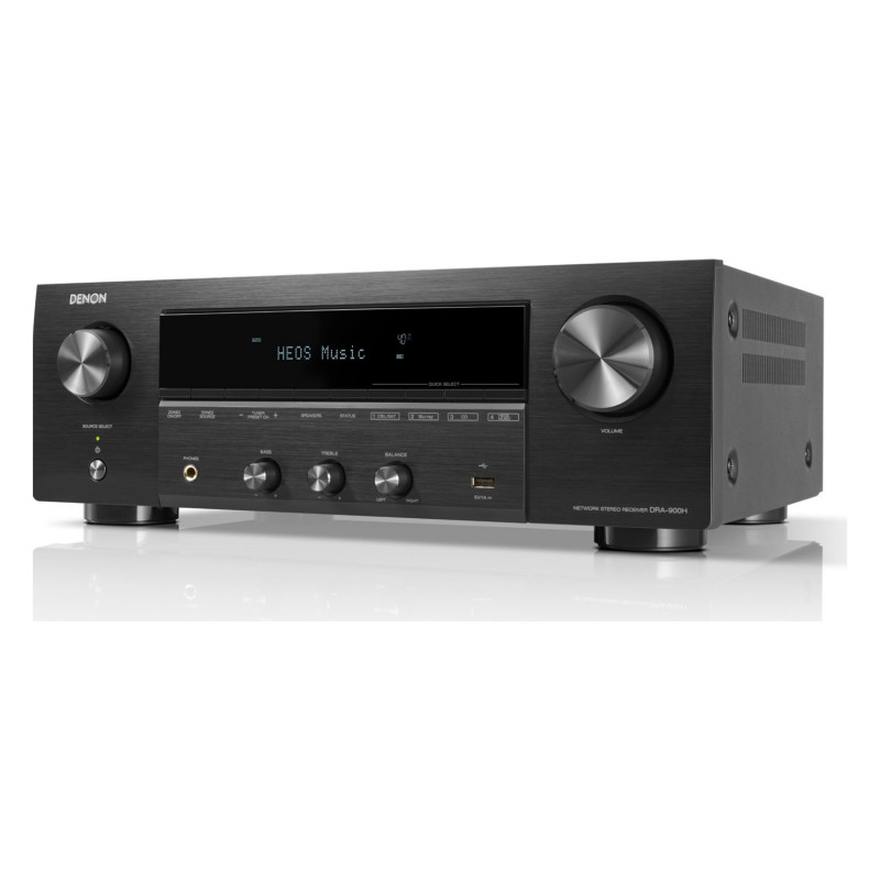 Denon DRA-900H, vista en ángulo desde la derecha en negro