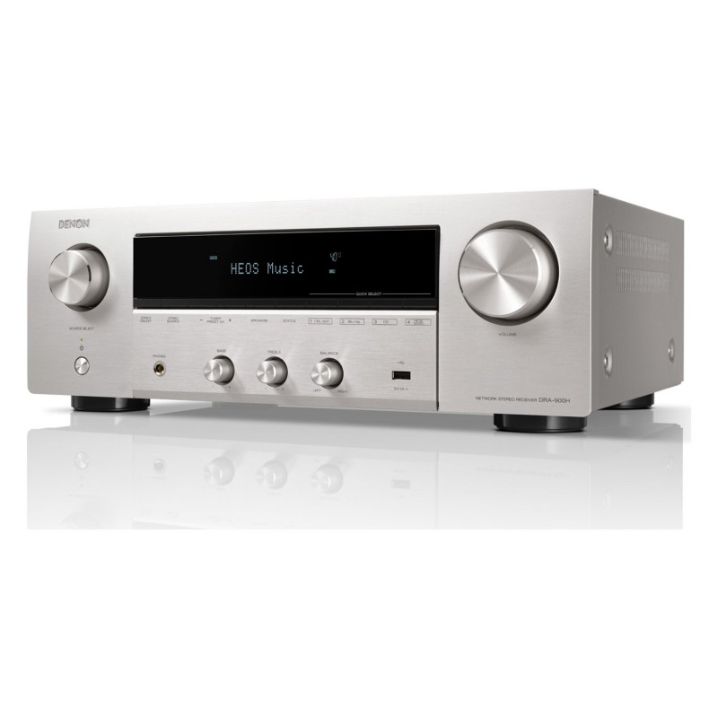 Denon DRA-900H, vista en ángulo desde la derecha en plata