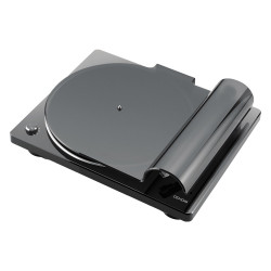 Denon DP-400, en negro con la tapa puesta
