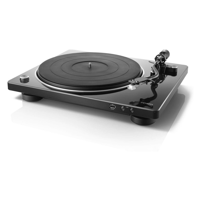 Denon DP-450USB, vista en ángulo en negro