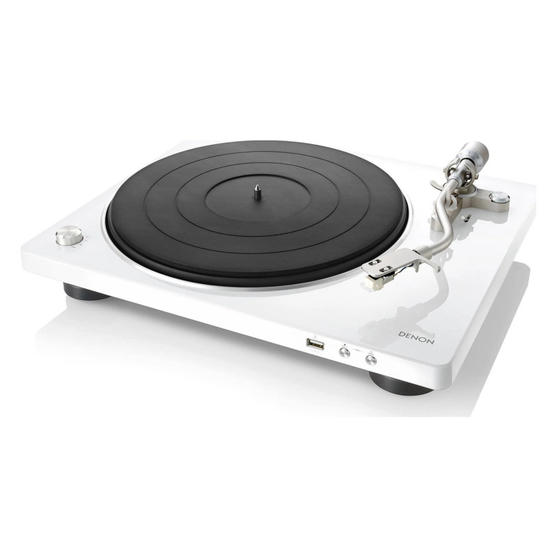Denon DP-450USB, vista en ángulo en blanco
