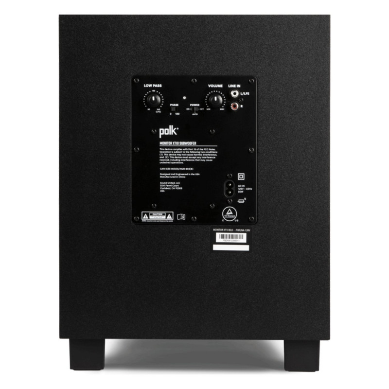 Polk Monitor XT10, panel trasero con entradas y mandos