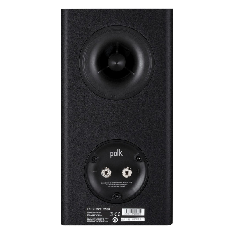 Polk Reserve R100, trasera con el puerto X-Port y los bornes