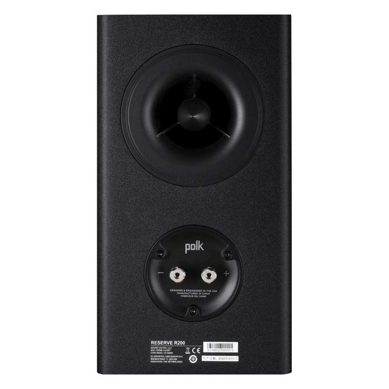 Polk Reserve R200, trasera con el puerto X-Port y los bornes