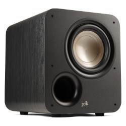 Polk Signature Elite ES8, en ángulo sin rejilla, con el woofer y el puerto frontal