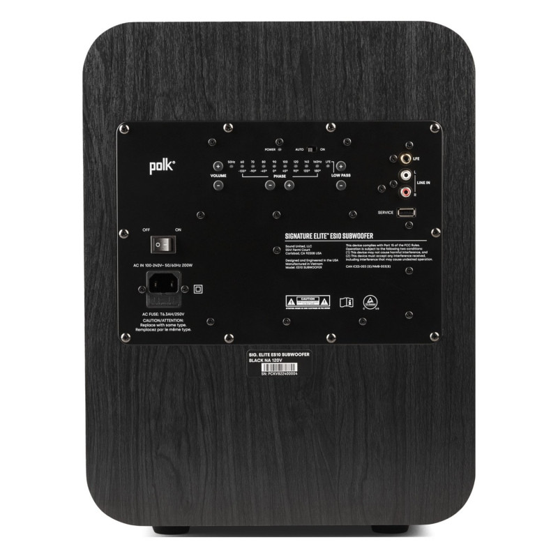 Polk Signature Elite ES10, panel trasero con los ajustes y las entradas