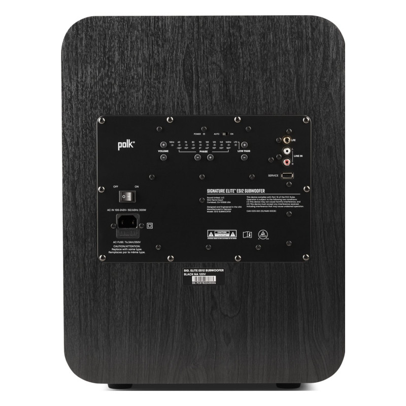 Polk Signature Elite ES12, panel trasero con los ajustes y las entradas