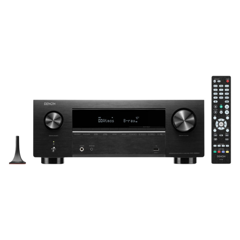 Denon AVC-X2850H, con el mando RC-1253 y el micrófono de calibración