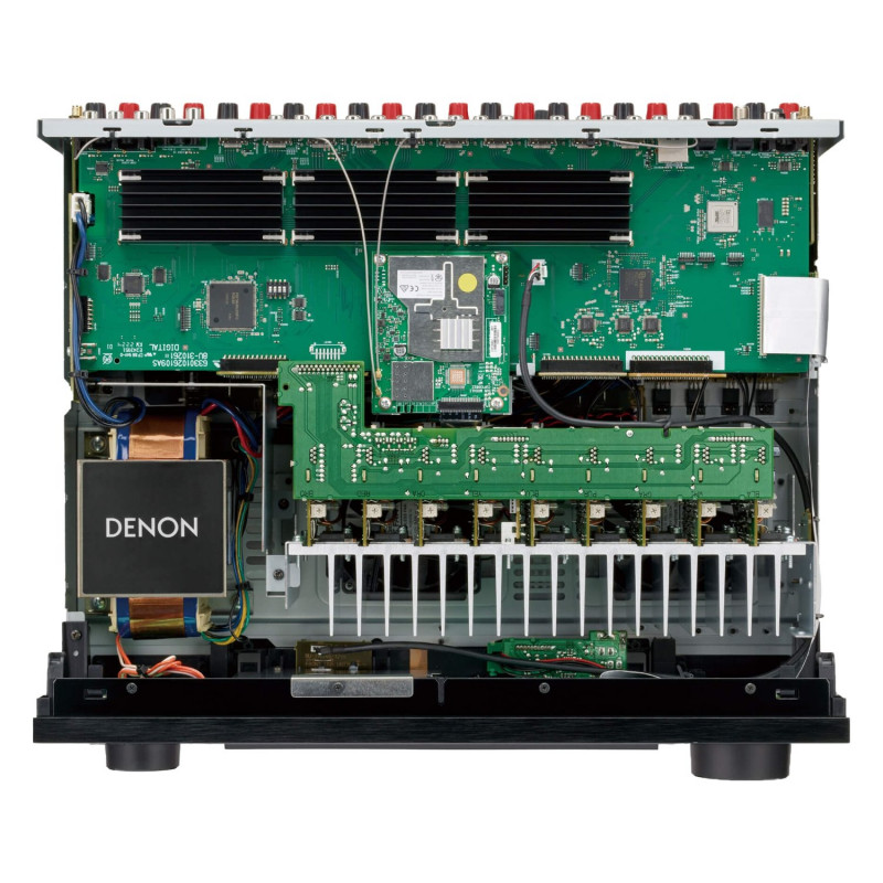 Denon AVC-X4800H, por dentro, vista superior, chasis negro