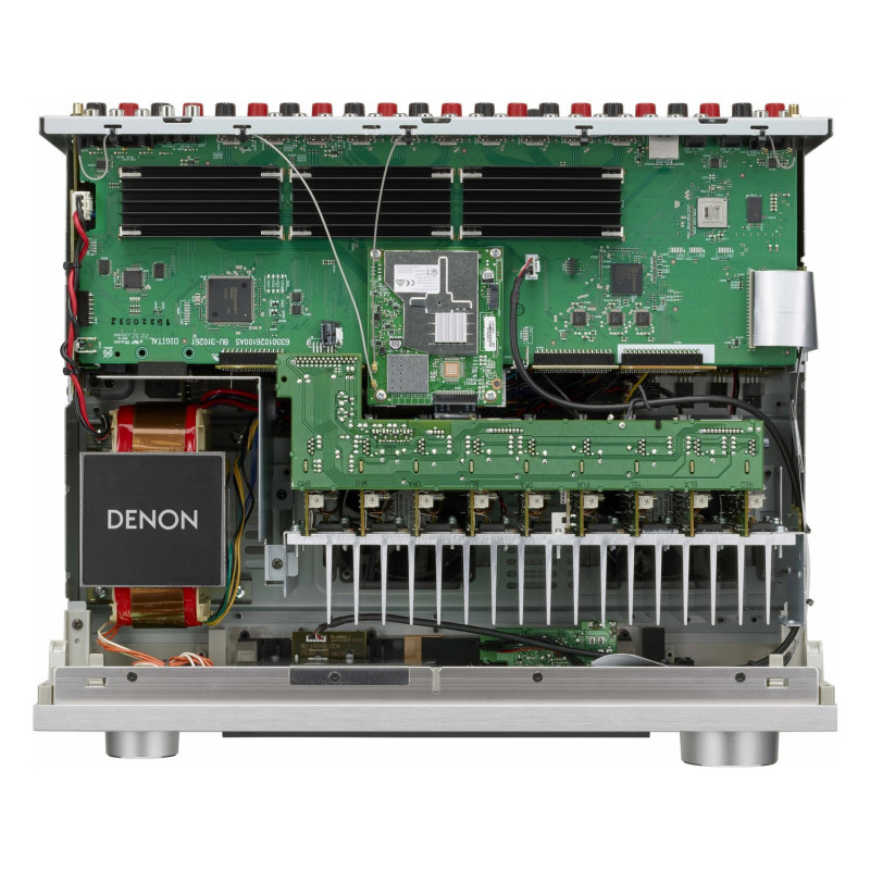 Denon AVC-X4800H, por dentro, vista superior, chasis plata