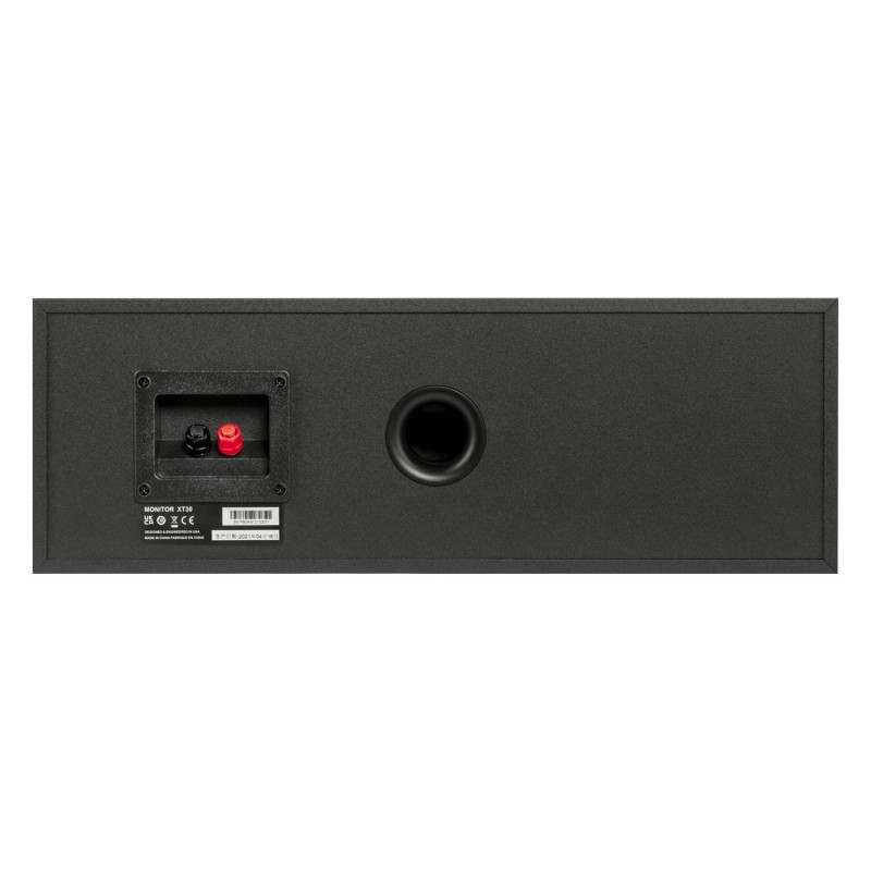 Polk Monitor XT30, trasera con el puerto bass reflex y los bornes