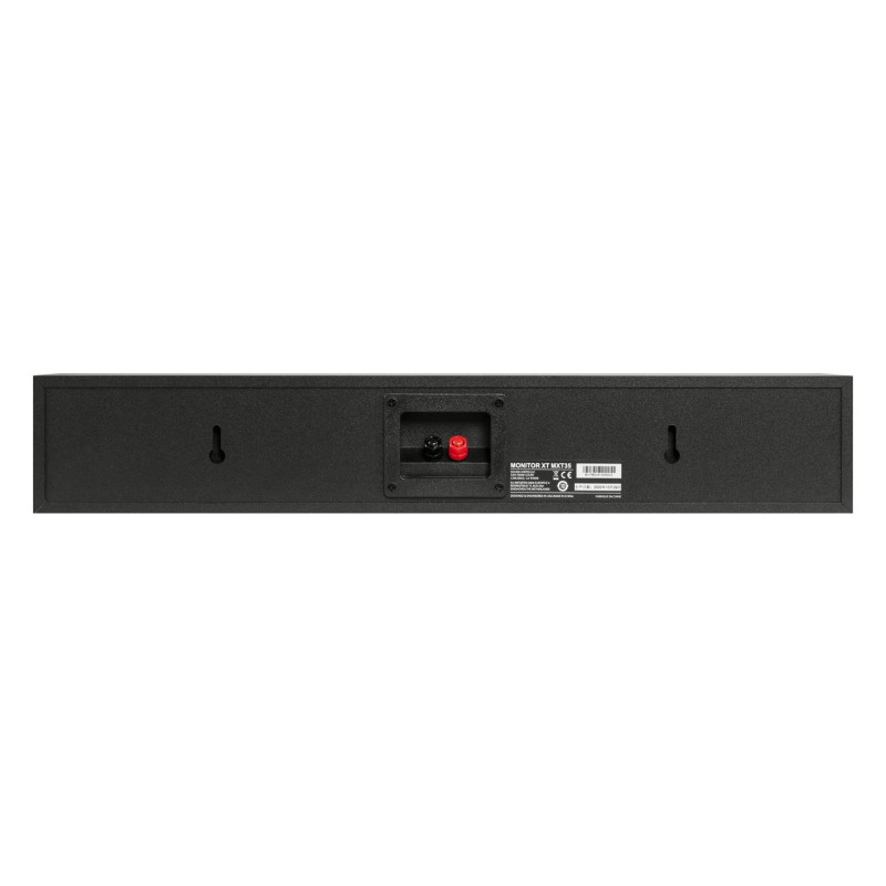 Polk Monitor XT35, trasera con los bornes y las ranuras de anclaje