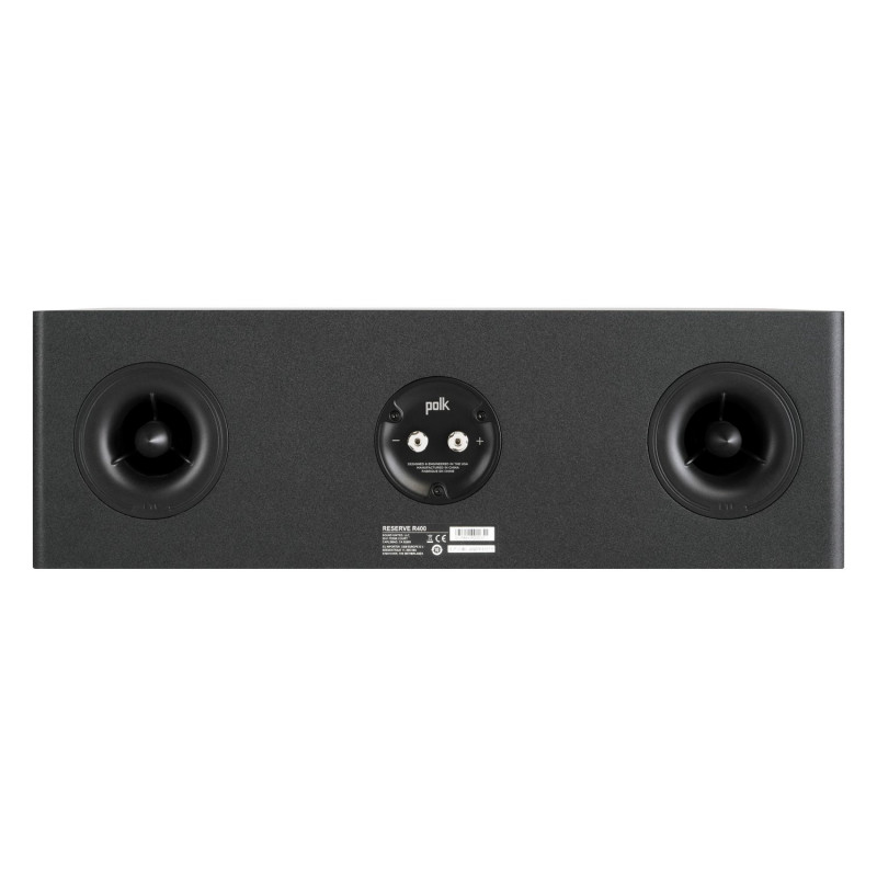 Polk Reserve R400, trasera con los dos puertos X-Port y los bornes