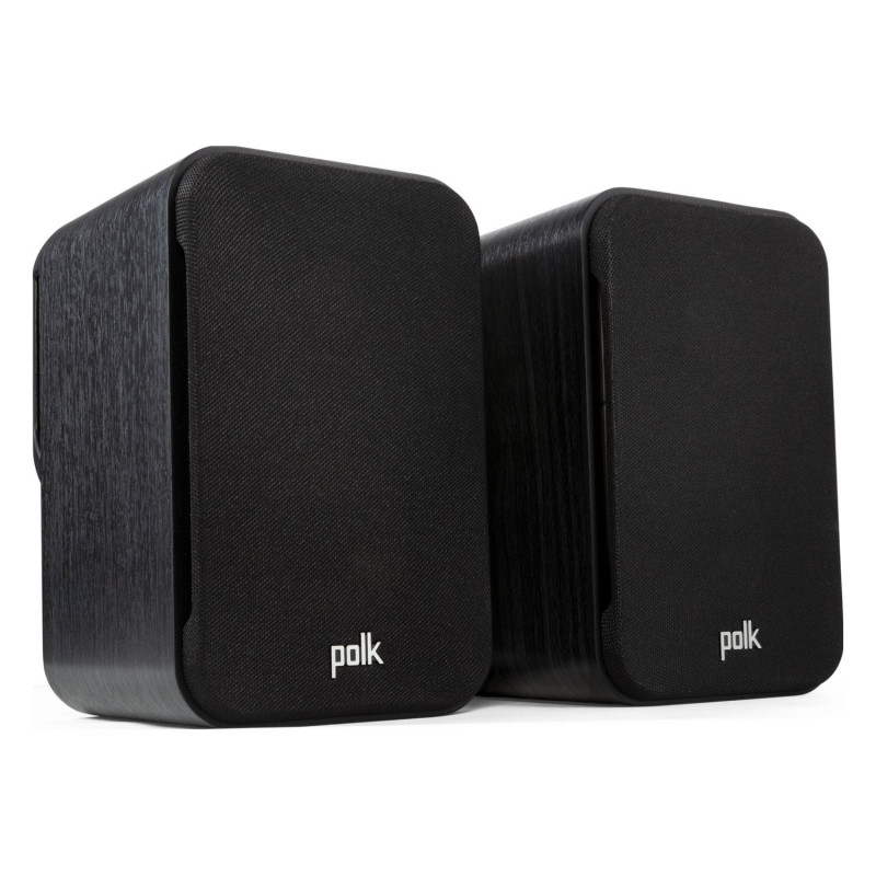 Polk Signature Elite ES10, pareja en ángulo con rejilla en negro