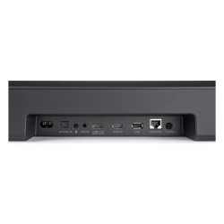 Denon Home Sound Bar 550, conexiones: óptica, AUX, HDMI de salida eARC y de entrada, USB y red