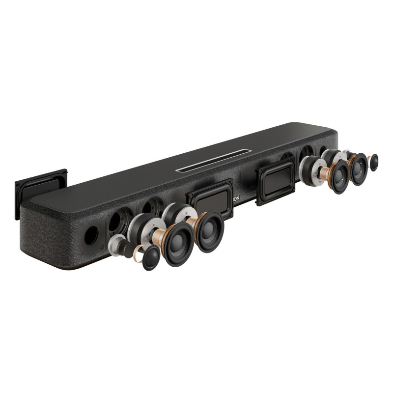 Denon Home Sound Bar 550, disposición interior de los seis altavoces y los radiadores pasivos