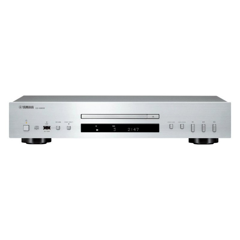 Yamaha CD-S303, vista frontal en plata