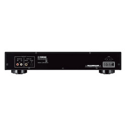 Yamaha CD-S303, panel trasero con salida RCA, coaxial y óptica