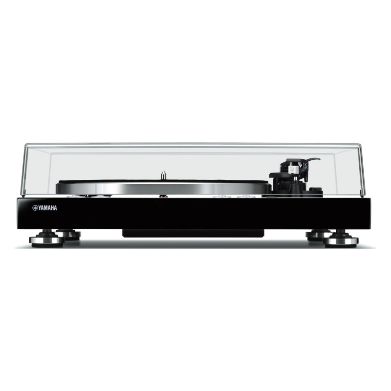 Yamaha MusicCast VINYL 500, vista frontal en negro con la tapa cerrada