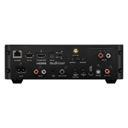 Yamaha WXC-70A, panel trasero con HDMI eARC, entradas, salidas de previo, óptica, coaxial y subwoofer