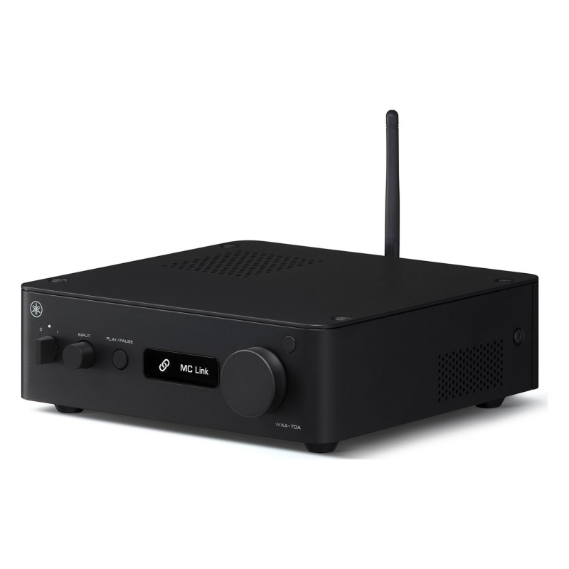 Yamaha WXA-70A, vista en ángulo con la antena wifi montada