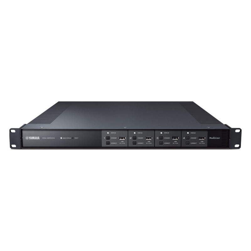 Yamaha XDA-QS5400, vista frontal sin la tapa, con los controles de las cuatro zonas