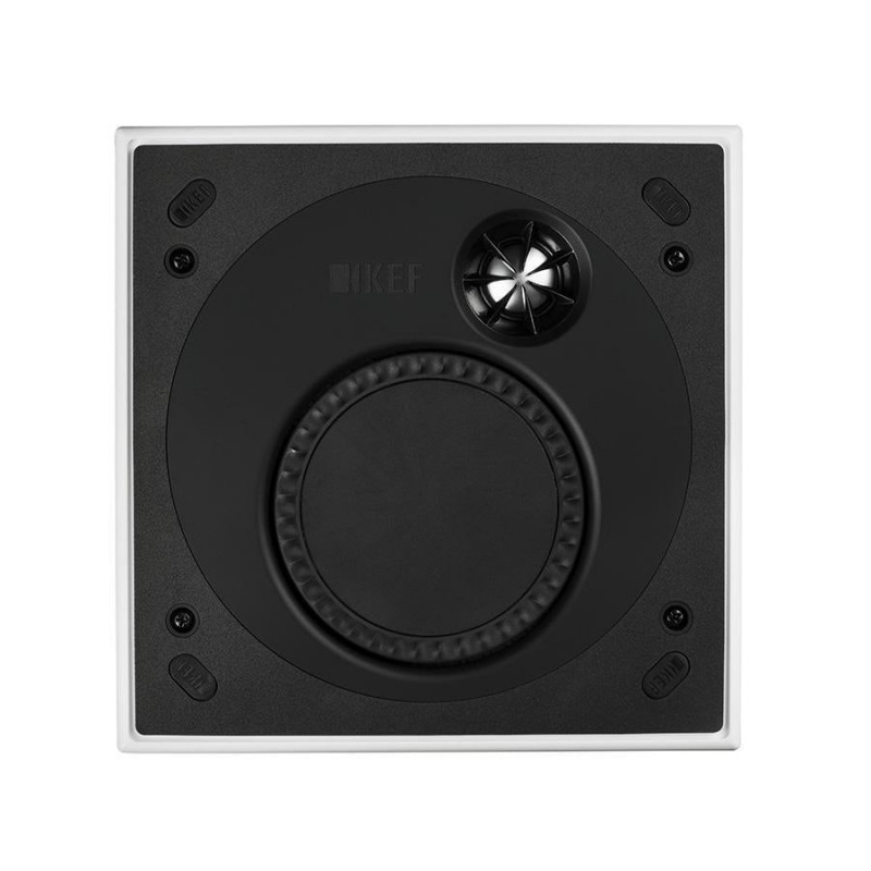 KEF Ci160TS, vista frontal sin rejilla con el woofer y el tweeter