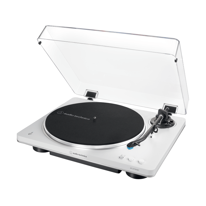 Audio-Technica AT-LP70XBT en blanco y plata, otra vista