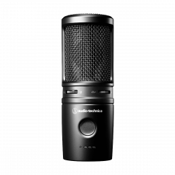 Audio-Technica AT2020USB-XP, micrófono USB en su soporte de mesa