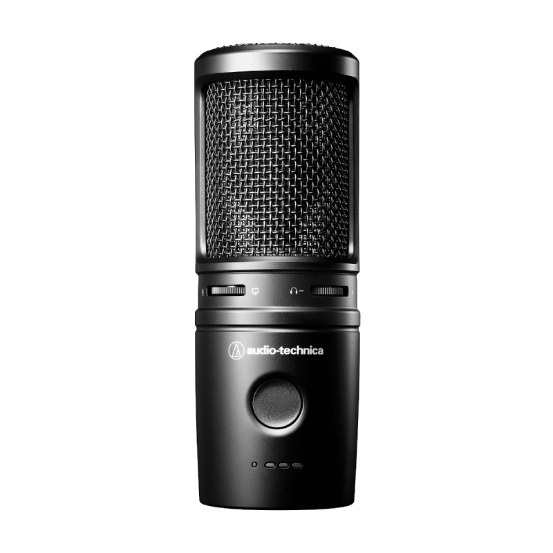 Audio-Technica AT2020USB-XP, micrófono USB en su soporte de mesa